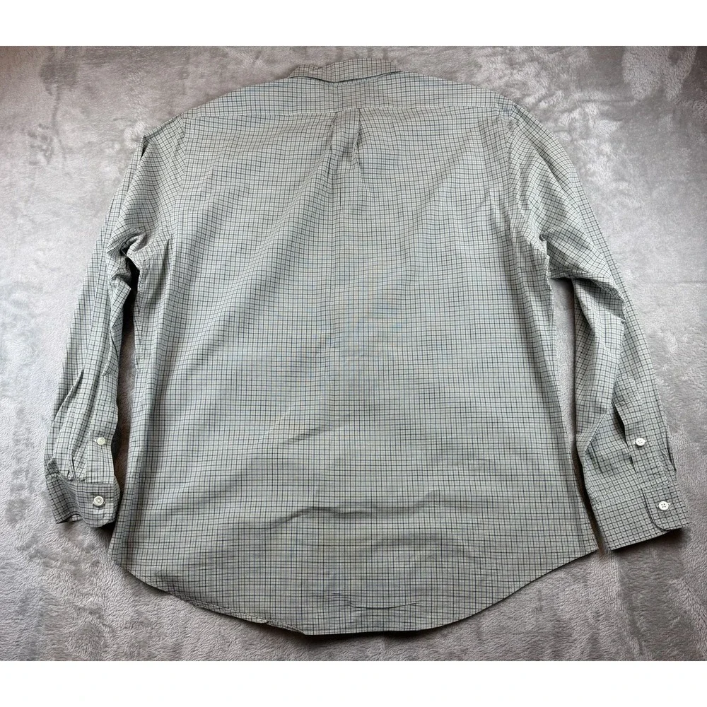 Ralph Lauren Shirt Mens‎ XL Long Sleeve Green Blue Check Plaid 120's 2-ply